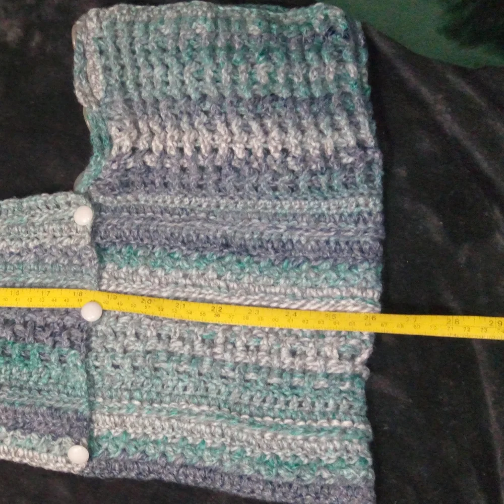 Handcrafted Crochet Textured Blues Multiwear Scarf NEW